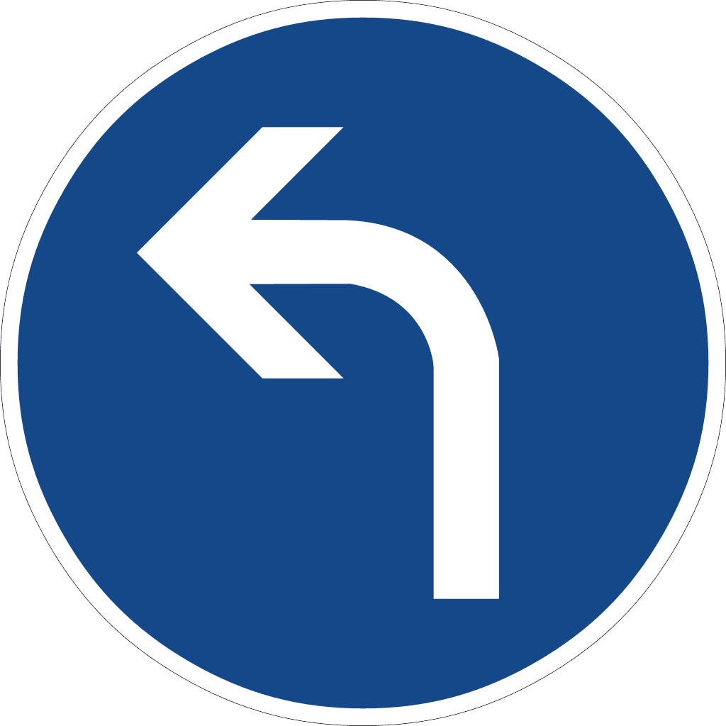 StVO Zeichen 209-10 — Vorgeschriebene Fahrtrichtung (links)