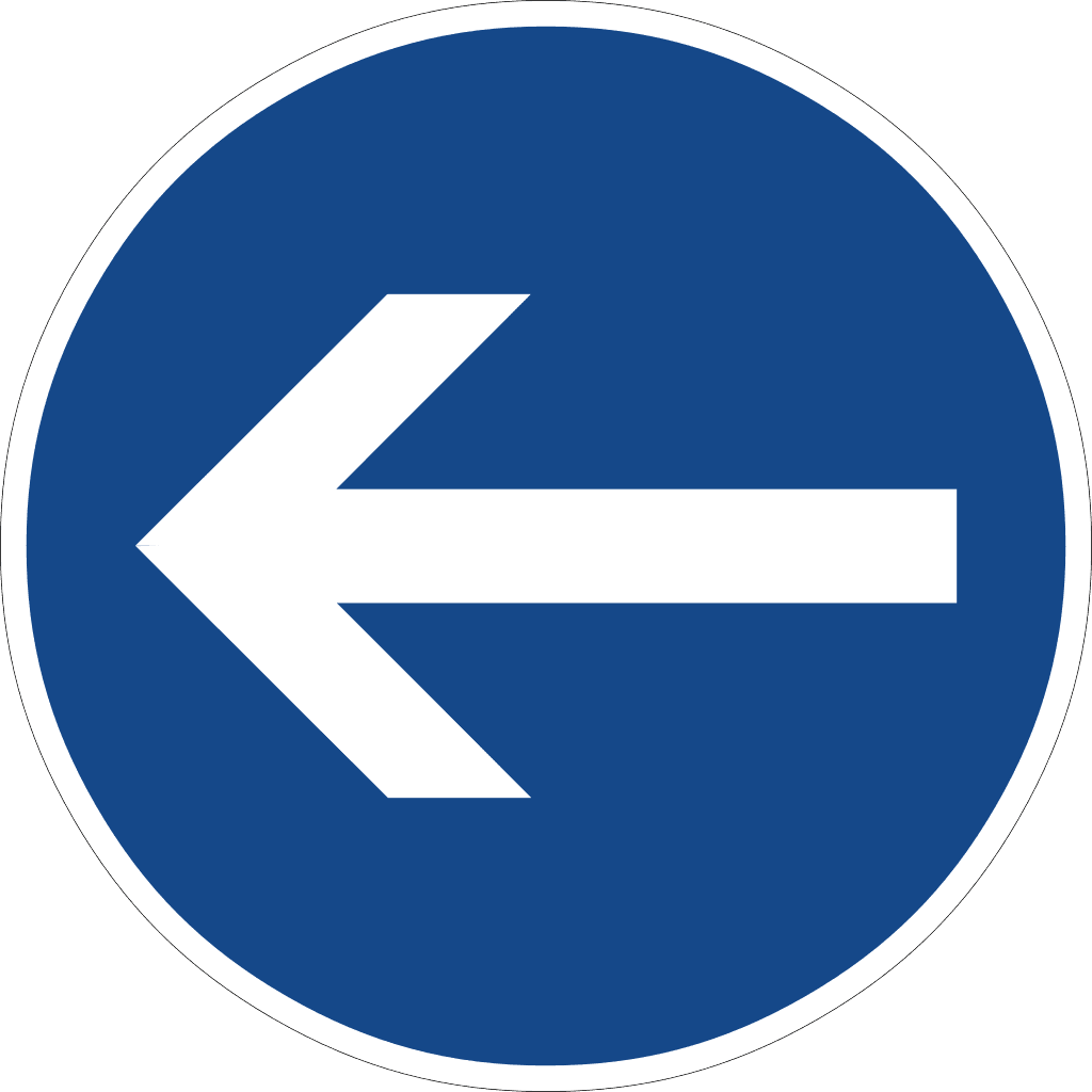StVO Zeichen 211-10 — vorgeschriebene Fahrtrichtung – hier links (künftig 209-11)