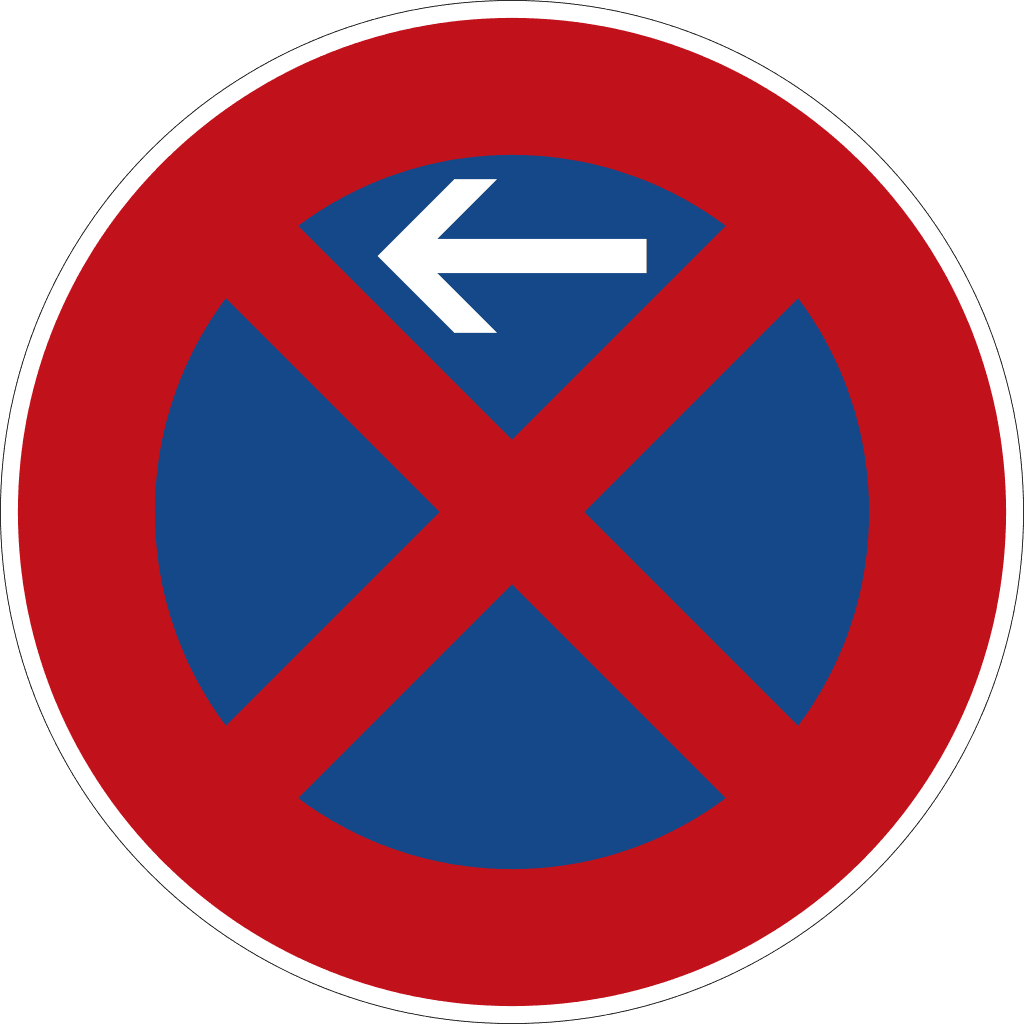 StVO Zeichen 283-10 — Absolutes Haltverbot (Anfang), Aufstellung rechts